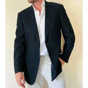 Canali Italian Classic Navy Blue 100% Pure Wool Blazer Gus Meyer, 54R